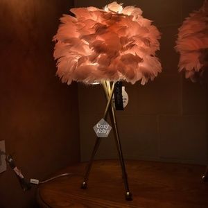 Rachel Zoe Lamp Pink Feather Tripod Table Lamp
